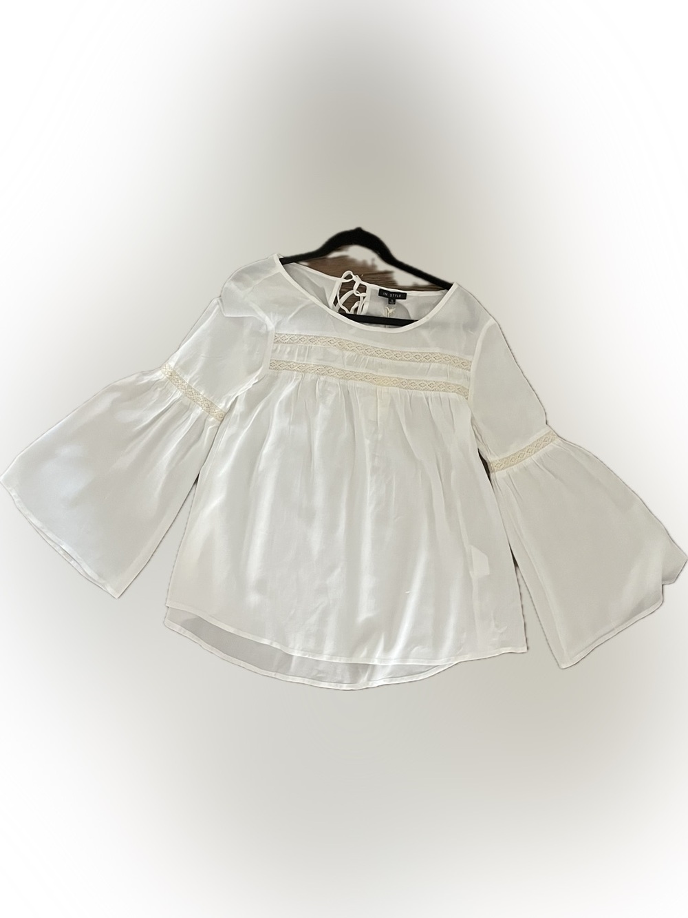 Boho Lace-Trim White Peasant Blouse